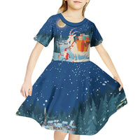 Sweden christmas Kid Short Sleeve Dress Scandinavian Tomte and Yule Goat Christmas - Wonder Print Shop
