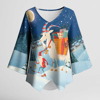 Sweden christmas Kimono Sleeve Blouse Scandinavian Tomte and Yule Goat Christmas - Wonder Print Shop