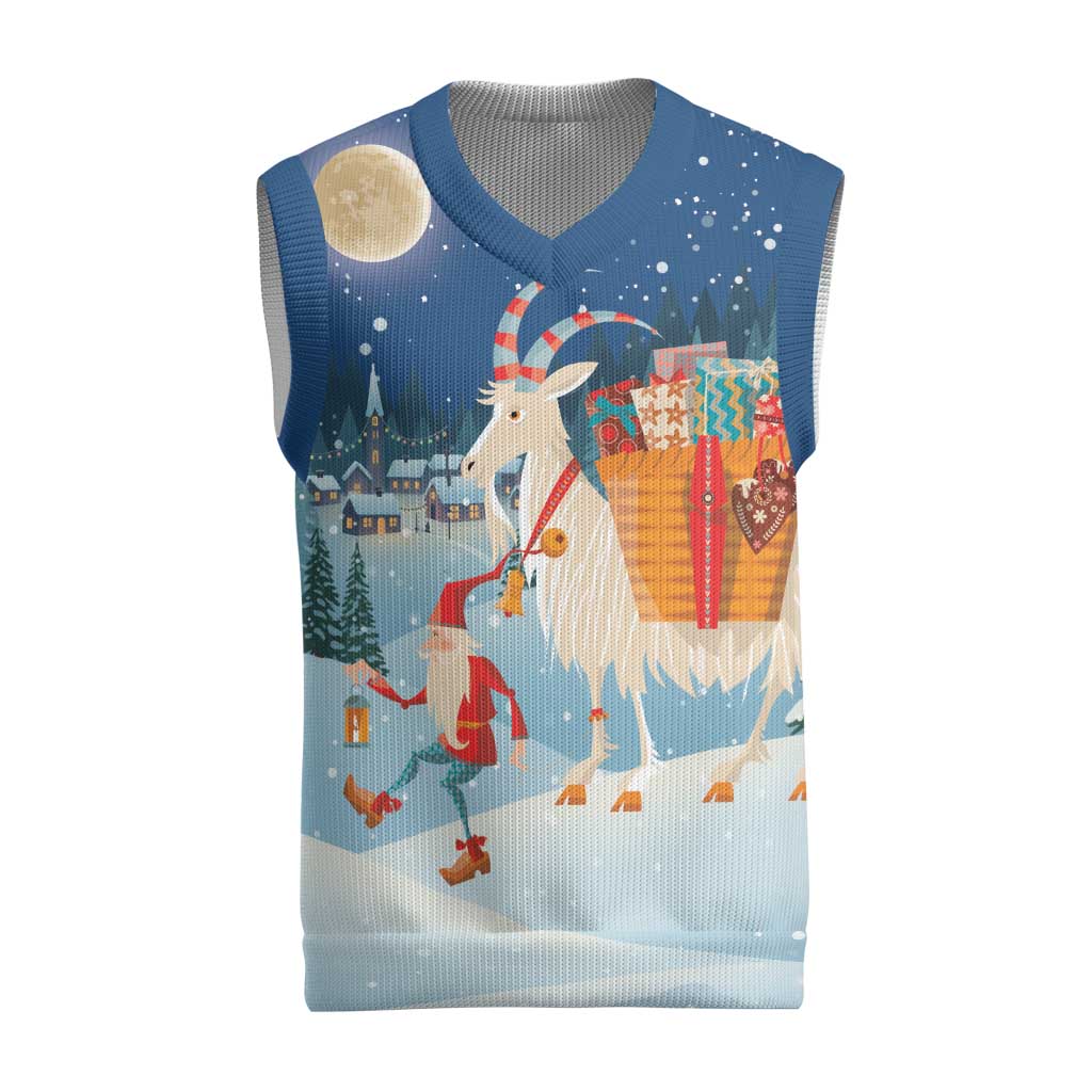 Sweden Christmas Knitted V-Neck Vest Scandinavian Tomte and Yule Goat Christmas - Wonder Print Shop