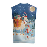 Sweden Christmas Knitted V-Neck Vest Scandinavian Tomte and Yule Goat Christmas - Wonder Print Shop