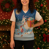 Sweden Christmas Knitted V-Neck Vest Scandinavian Tomte and Yule Goat Christmas - Wonder Print Shop