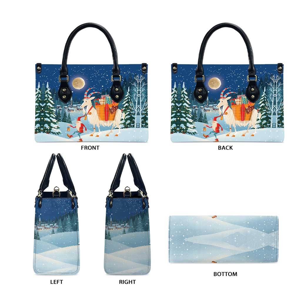 Sweden christmas Leather Bag Scandinavian Tomte and Yule Goat Christmas - Wonder Print Shop