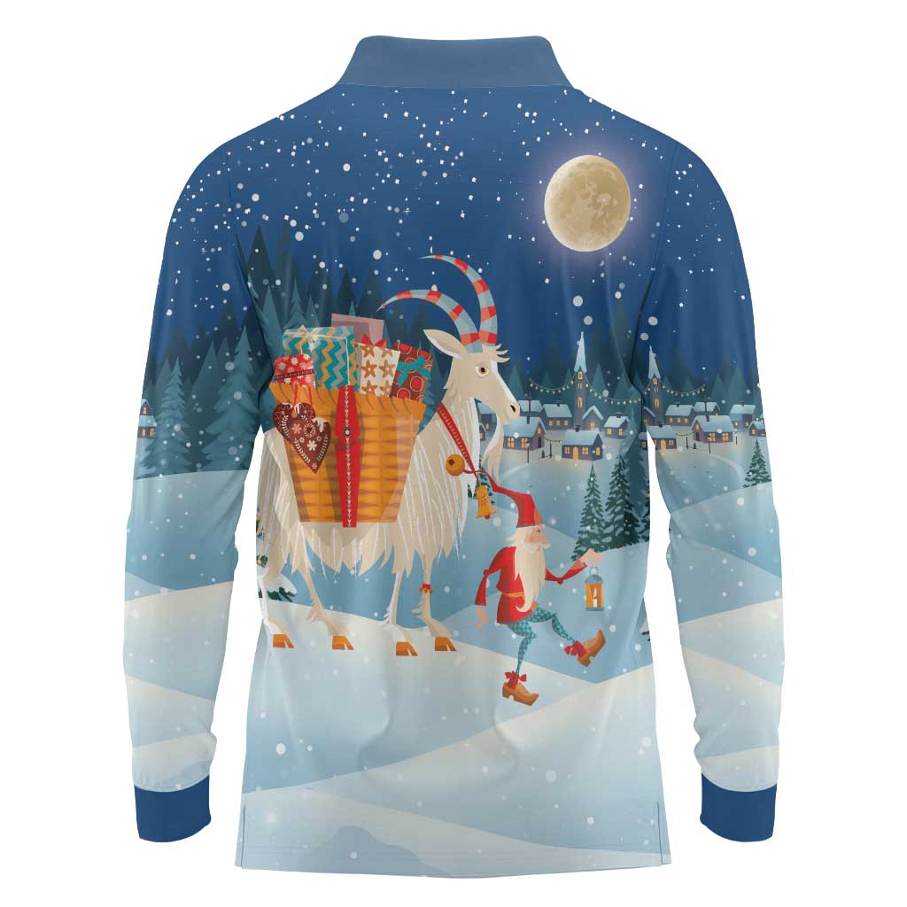 Sweden christmas Long Sleeve Polo Shirt Scandinavian Tomte and Yule Goat Christmas - Wonder Print Shop