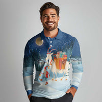 Sweden christmas Long Sleeve Polo Shirt Scandinavian Tomte and Yule Goat Christmas - Wonder Print Shop