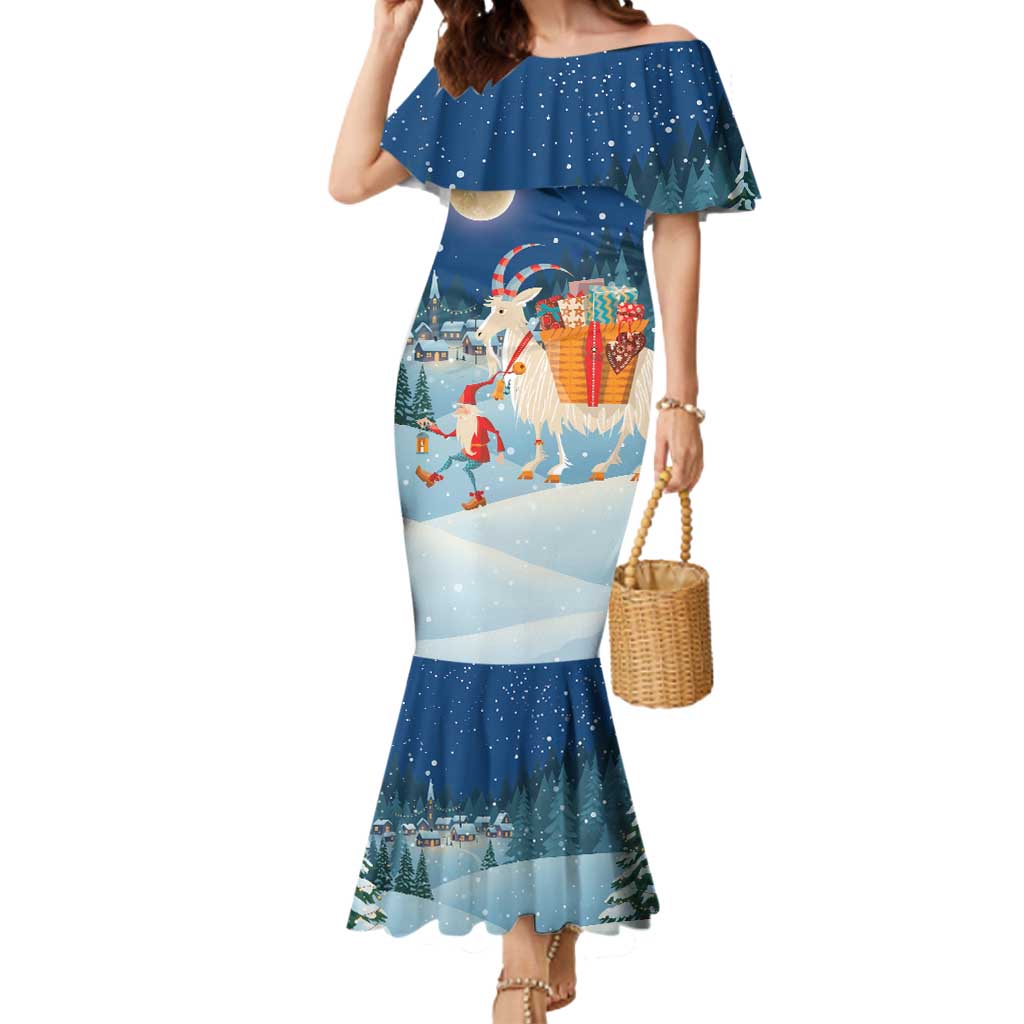 Sweden christmas Mermaid Dress Scandinavian Tomte and Yule Goat Christmas - Wonder Print Shop