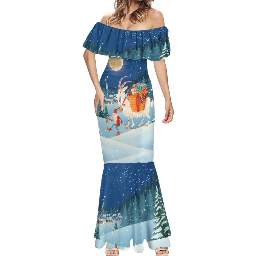 Sweden christmas Mermaid Dress Scandinavian Tomte and Yule Goat Christmas - Wonder Print Shop