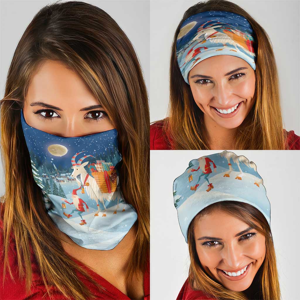 Sweden christmas Neck Gaiter Scandinavian Tomte and Yule Goat Christmas - Wonder Print Shop