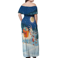 Sweden christmas Off Shoulder Maxi Dress Scandinavian Tomte and Yule Goat Christmas - Wonder Print Shop