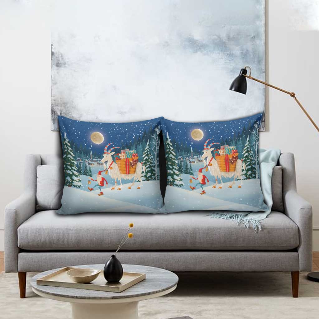 Sweden christmas Pillow Cover Scandinavian Tomte and Yule Goat Christmas - Wonder Print Shop