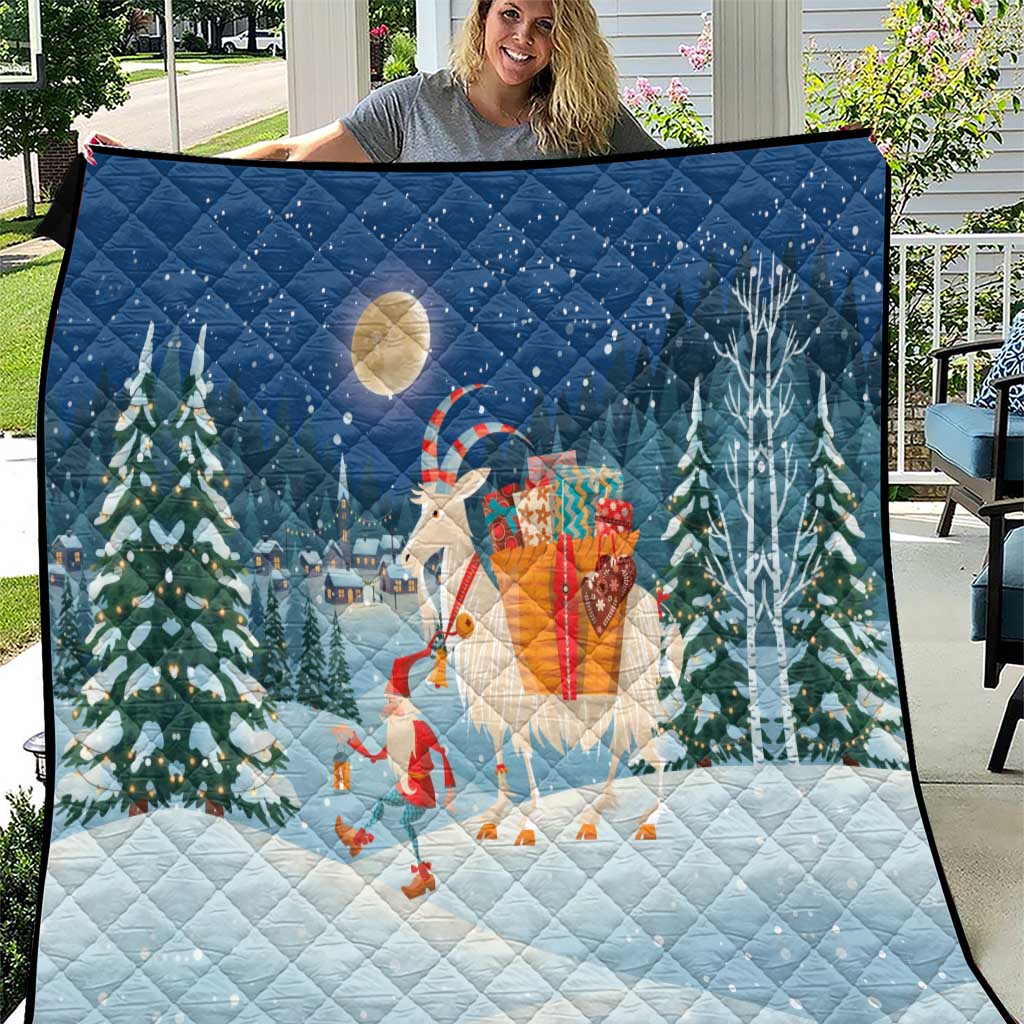 Sweden christmas Quilt Scandinavian Tomte and Yule Goat Christmas - Wonder Print Shop