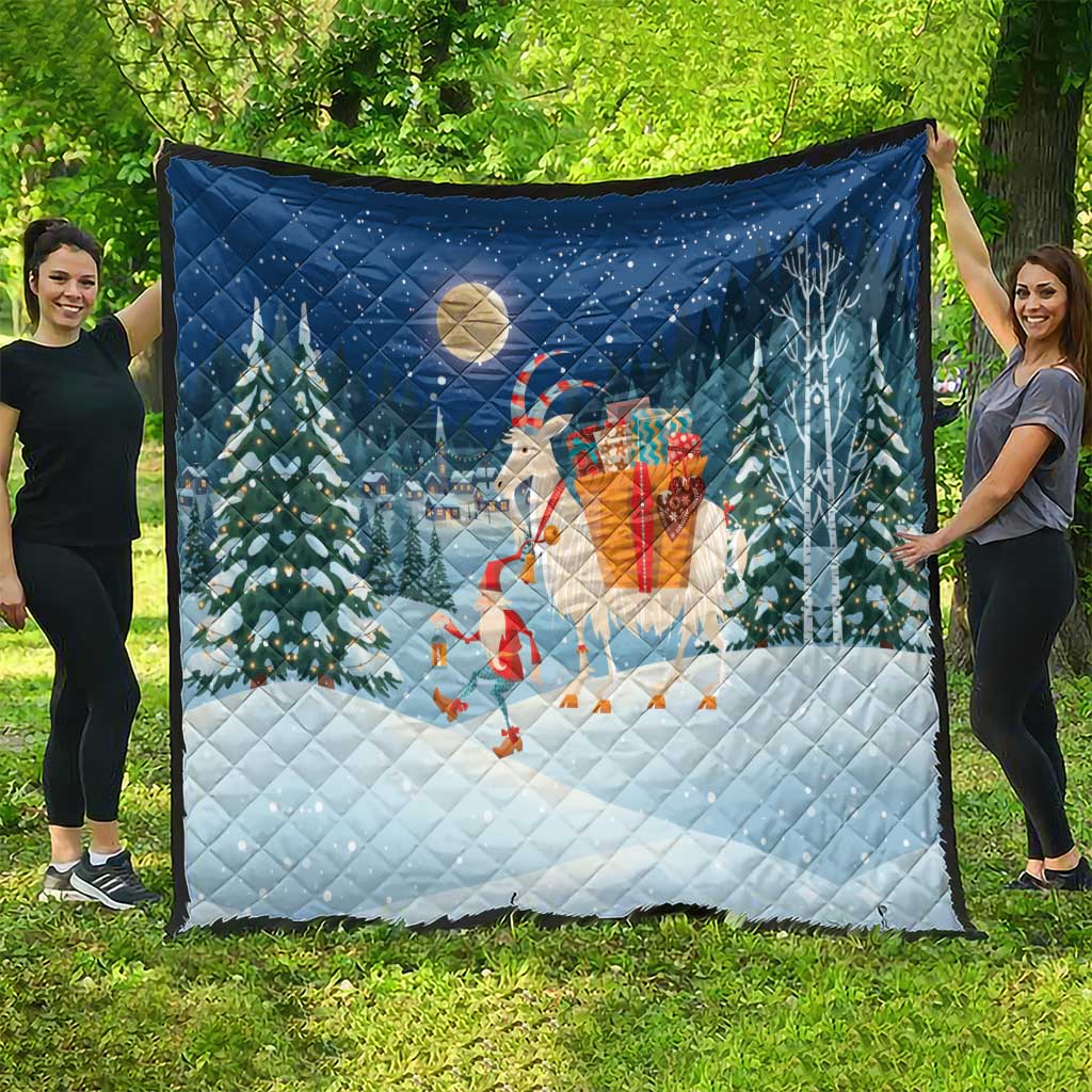 Sweden christmas Quilt Scandinavian Tomte and Yule Goat Christmas - Wonder Print Shop