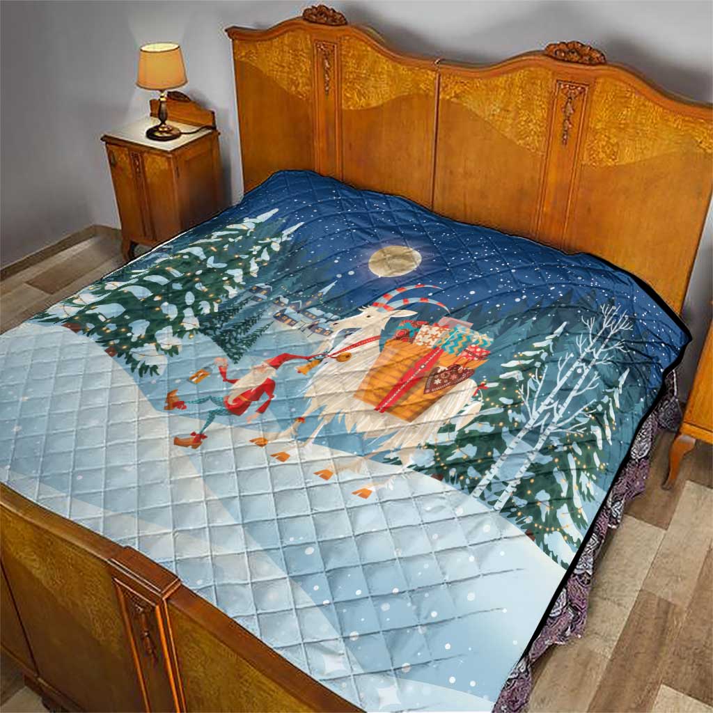 Sweden christmas Quilt Scandinavian Tomte and Yule Goat Christmas - Wonder Print Shop