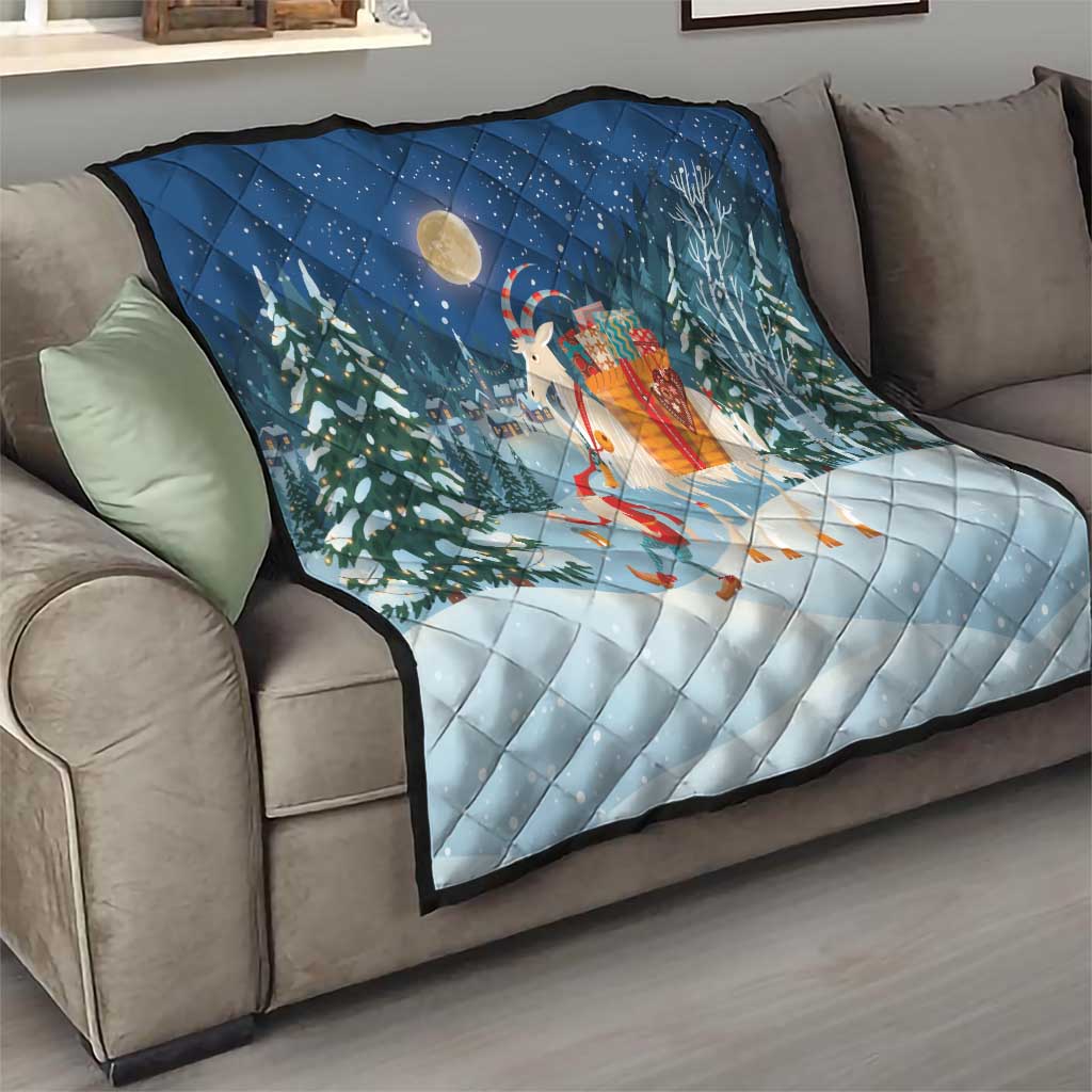 Sweden christmas Quilt Scandinavian Tomte and Yule Goat Christmas - Wonder Print Shop