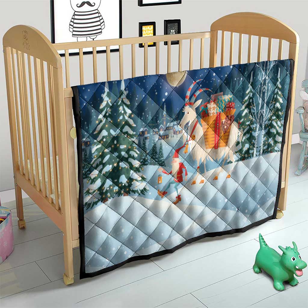 Sweden christmas Quilt Scandinavian Tomte and Yule Goat Christmas - Wonder Print Shop