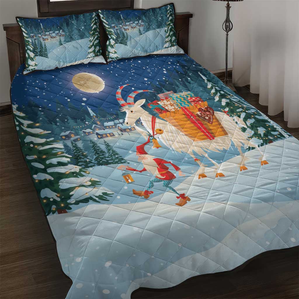 Sweden christmas Quilt Bed Set Scandinavian Tomte and Yule Goat Christmas - Wonder Print Shop