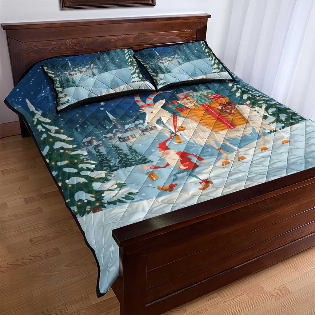 Sweden christmas Quilt Bed Set Scandinavian Tomte and Yule Goat Christmas - Wonder Print Shop
