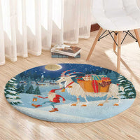 Sweden christmas Round Carpet Scandinavian Tomte and Yule Goat Christmas - Wonder Print Shop
