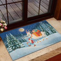Sweden christmas Rubber Doormat Scandinavian Tomte and Yule Goat Christmas - Wonder Print Shop
