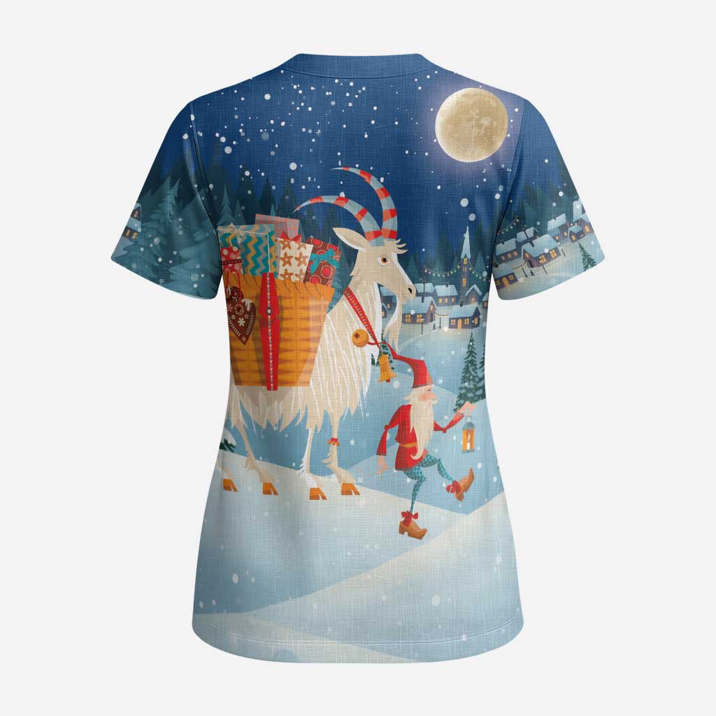 Sweden christmas Scrub Top Scandinavian Tomte and Yule Goat Christmas - Wonder Print Shop