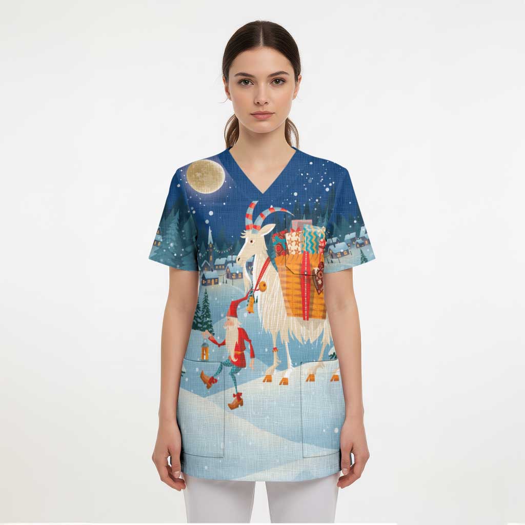 Sweden christmas Scrub Top Scandinavian Tomte and Yule Goat Christmas - Wonder Print Shop