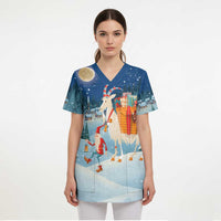 Sweden christmas Scrub Top Scandinavian Tomte and Yule Goat Christmas - Wonder Print Shop