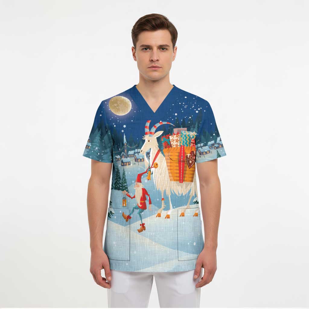 Sweden christmas Scrub Top Scandinavian Tomte and Yule Goat Christmas - Wonder Print Shop