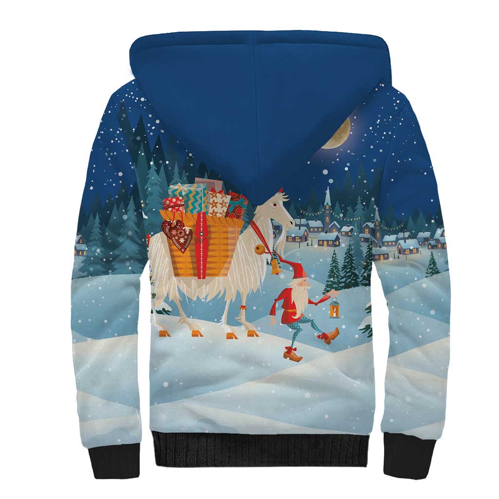 Sweden christmas Sherpa Hoodie Scandinavian Tomte and Yule Goat Christmas - Wonder Print Shop