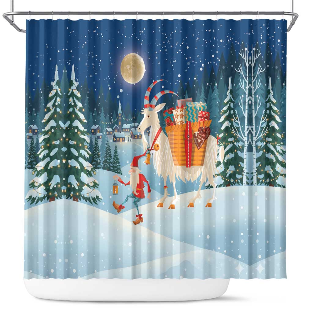 Sweden christmas Shower Curtain Scandinavian Tomte and Yule Goat Christmas - Wonder Print Shop