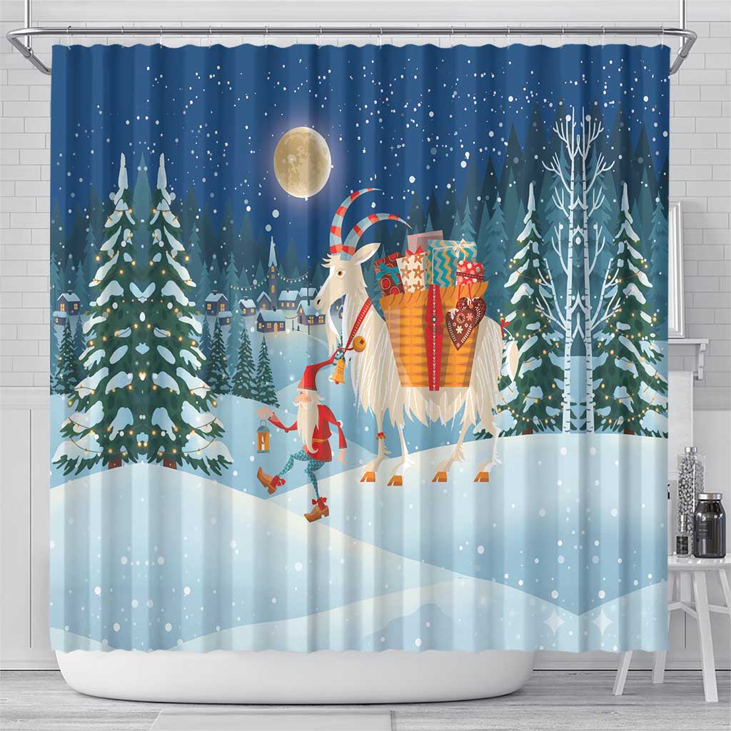 Sweden christmas Shower Curtain Scandinavian Tomte and Yule Goat Christmas - Wonder Print Shop