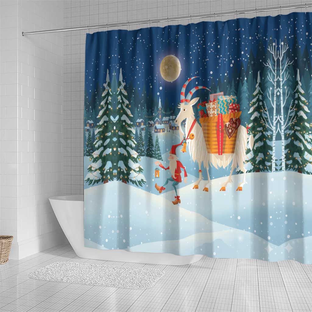 Sweden christmas Shower Curtain Scandinavian Tomte and Yule Goat Christmas - Wonder Print Shop