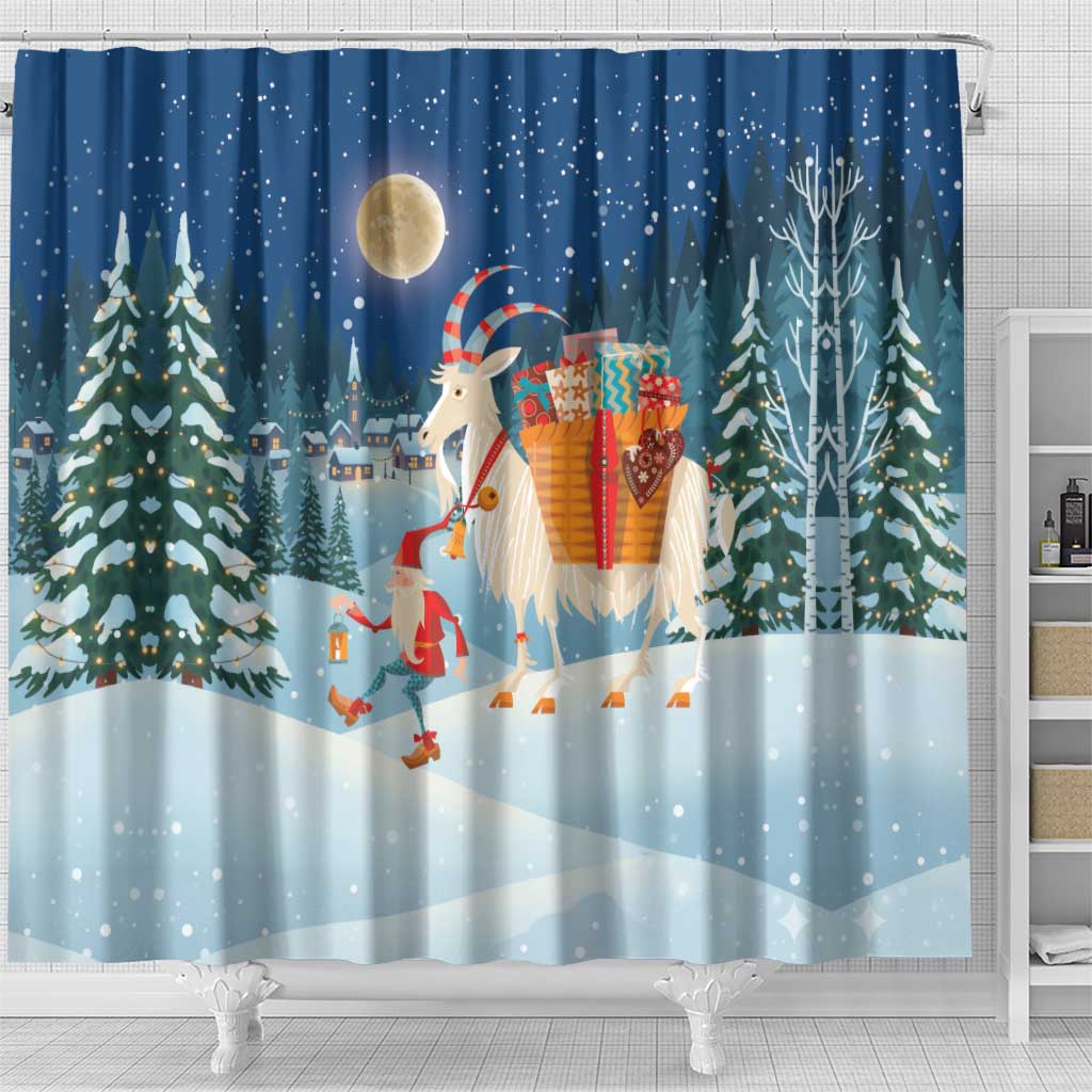 Sweden christmas Shower Curtain Scandinavian Tomte and Yule Goat Christmas - Wonder Print Shop