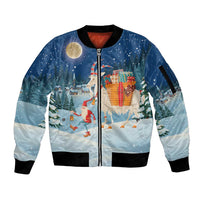 Sweden christmas Sleeve Zip Bomber Jacket Scandinavian Tomte and Yule Goat Christmas - Wonder Print Shop
