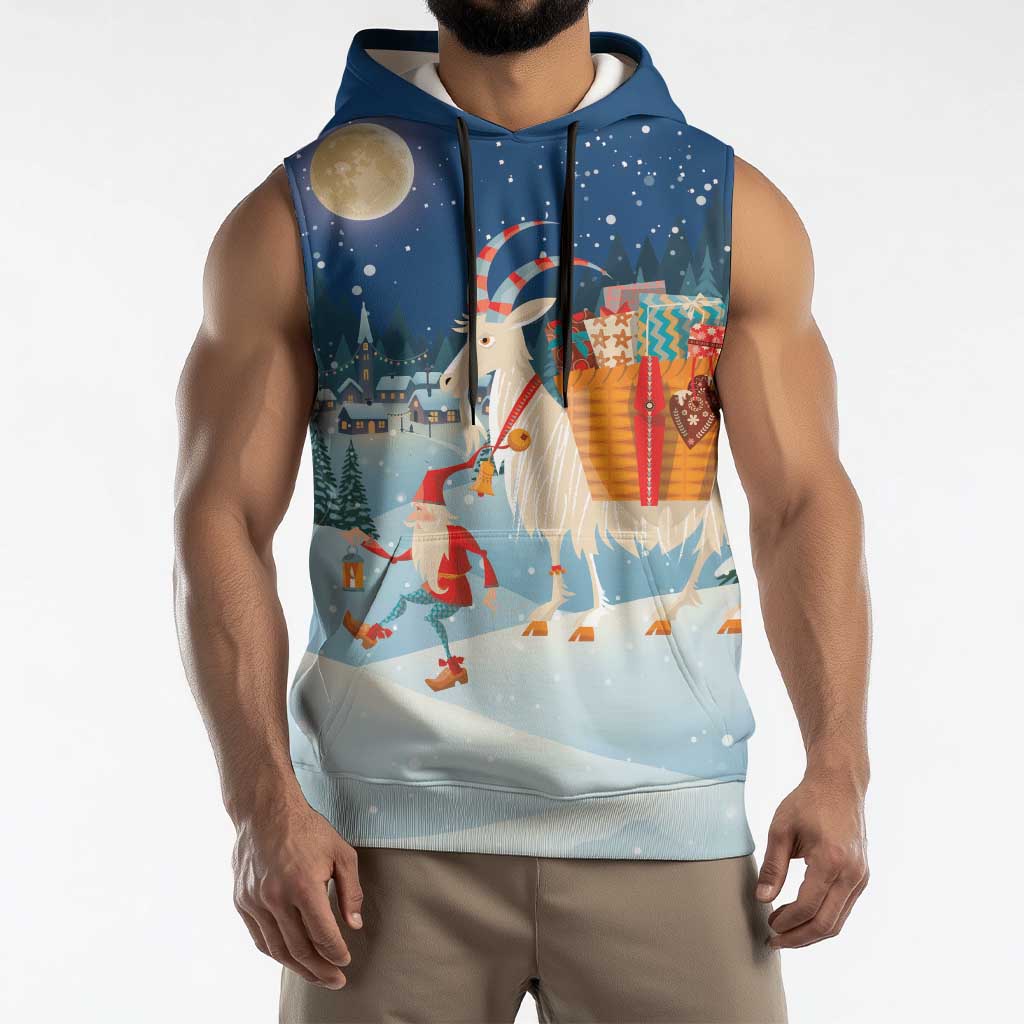 Sweden christmas Sleeveless Hoodie Scandinavian Tomte and Yule Goat Christmas - Wonder Print Shop