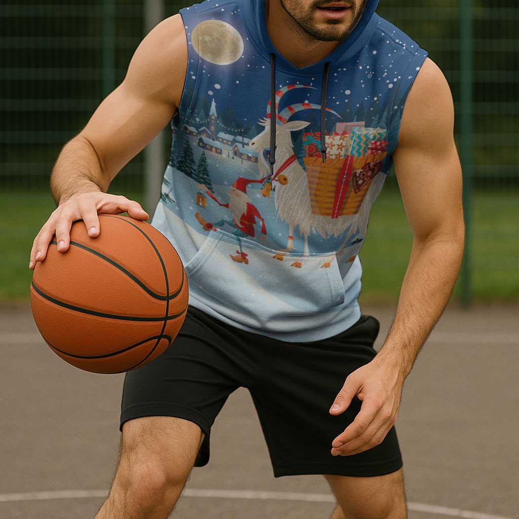 Sweden christmas Sleeveless Hoodie Scandinavian Tomte and Yule Goat Christmas - Wonder Print Shop