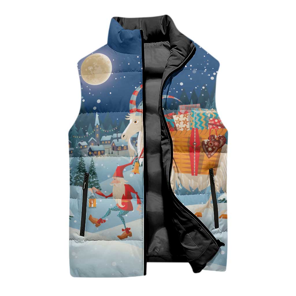Sweden christmas Sleeveless Puffer Jacket Scandinavian Tomte and Yule Goat Christmas - Wonder Print Shop