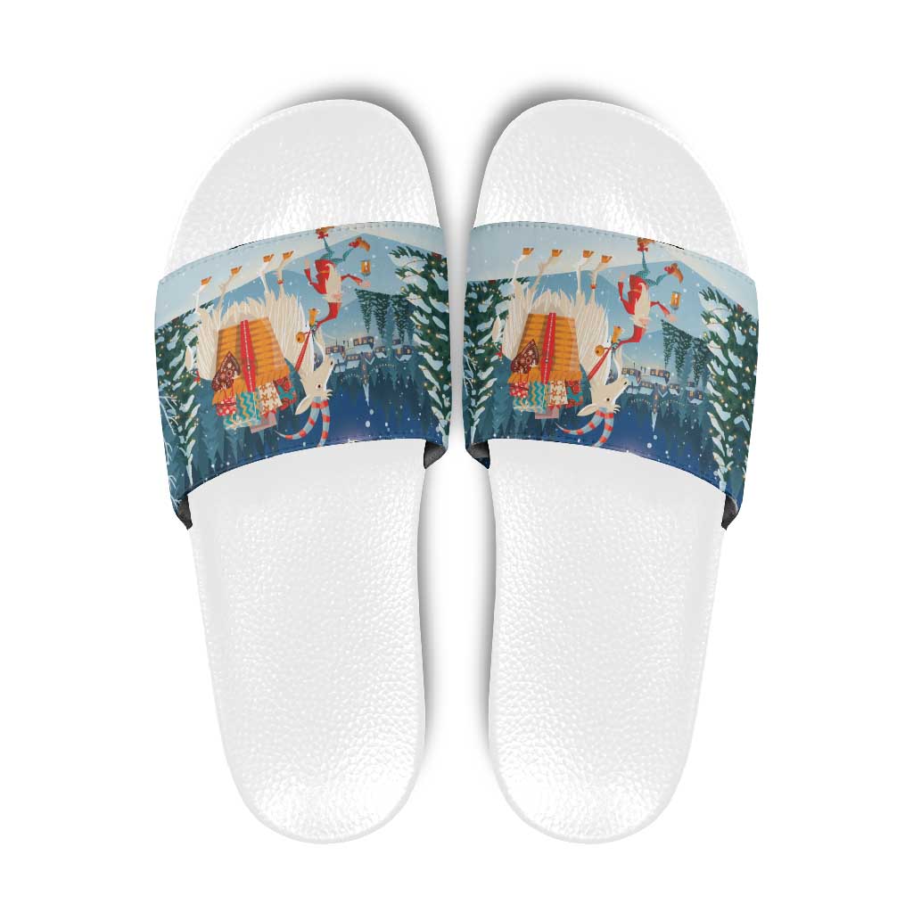Sweden christmas Slide Sandals Scandinavian Tomte and Yule Goat Christmas - Wonder Print Shop