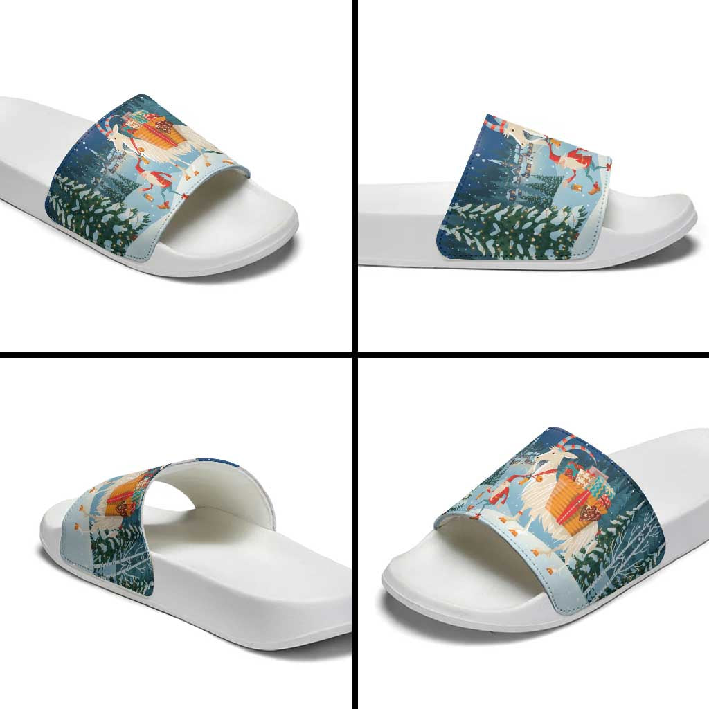 Sweden christmas Slide Sandals Scandinavian Tomte and Yule Goat Christmas - Wonder Print Shop