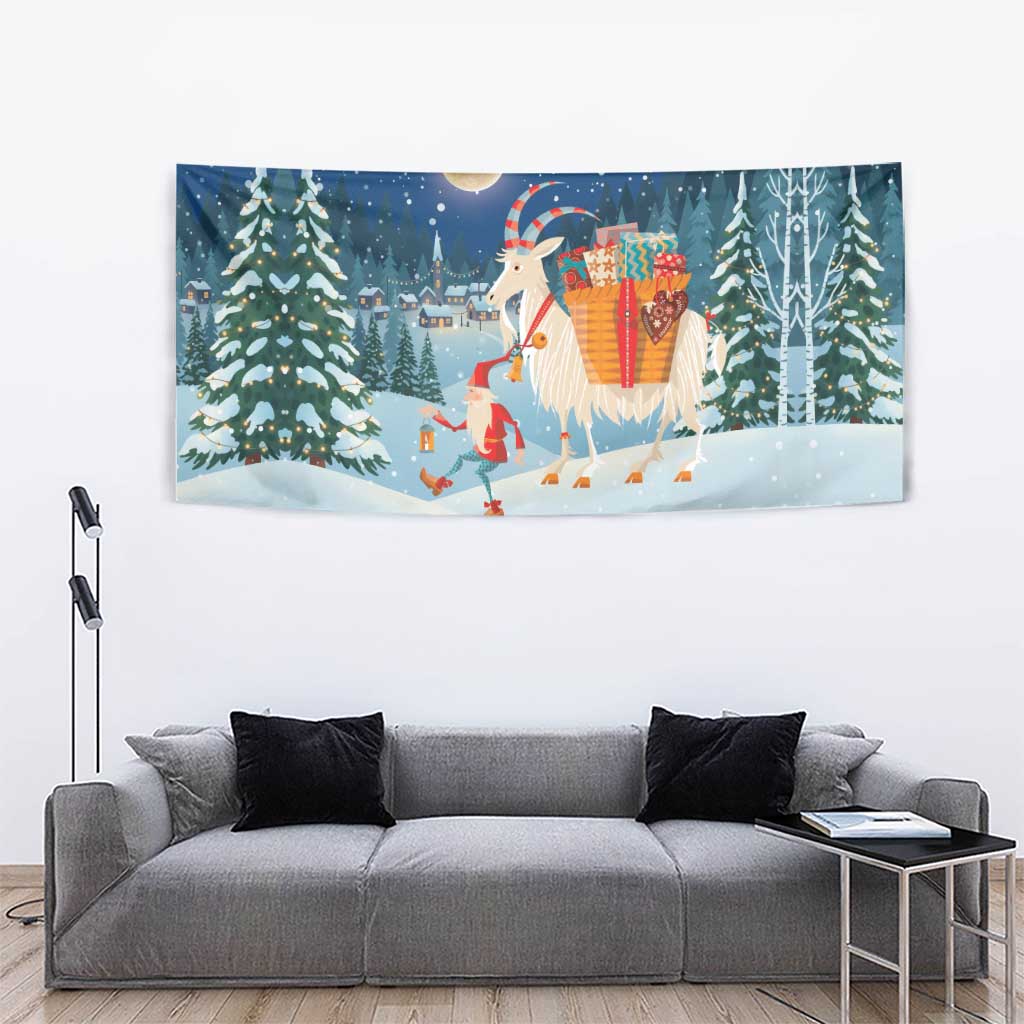 Sweden christmas Tapestry Scandinavian Tomte and Yule Goat Christmas - Wonder Print Shop