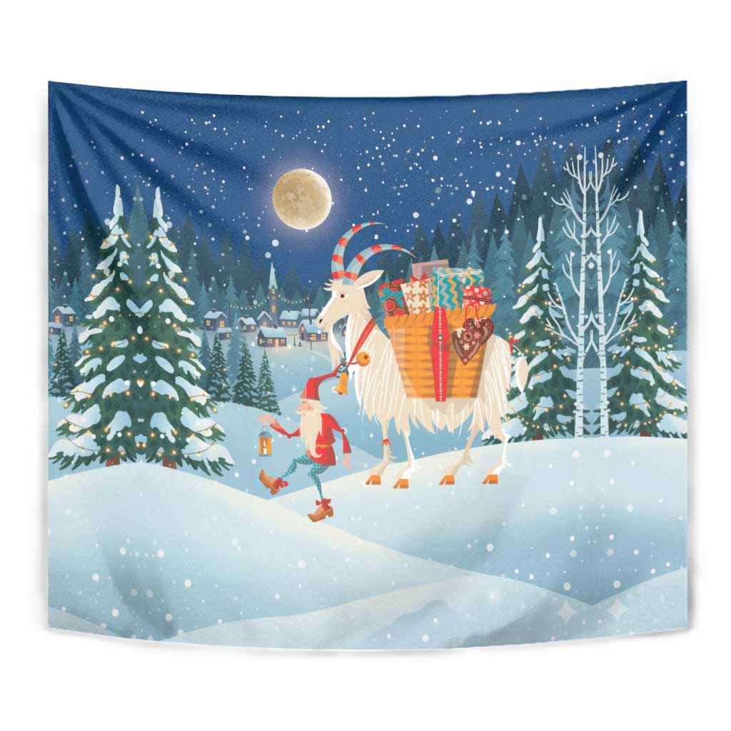Sweden christmas Tapestry Scandinavian Tomte and Yule Goat Christmas - Wonder Print Shop