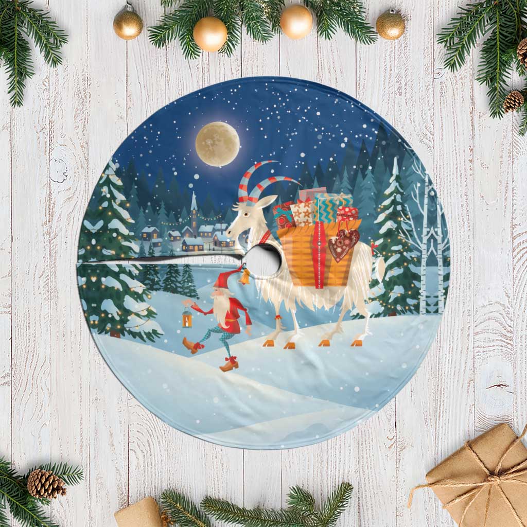 Sweden christmas Tree Skirt Scandinavian Tomte and Yule Goat Christmas - Wonder Print Shop