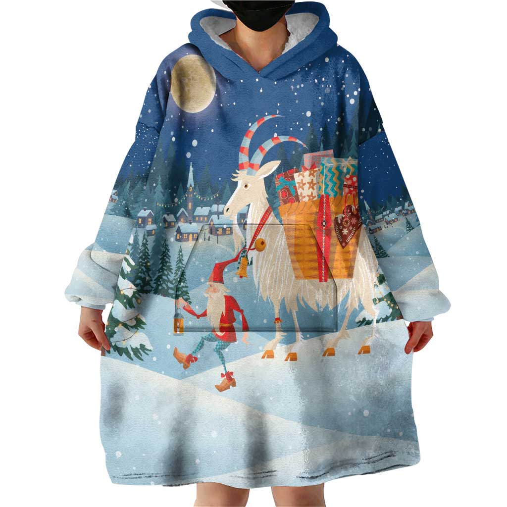 Sweden christmas Wearable Blanket Hoodie Scandinavian Tomte and Yule Goat Christmas - Wonder Print Shop