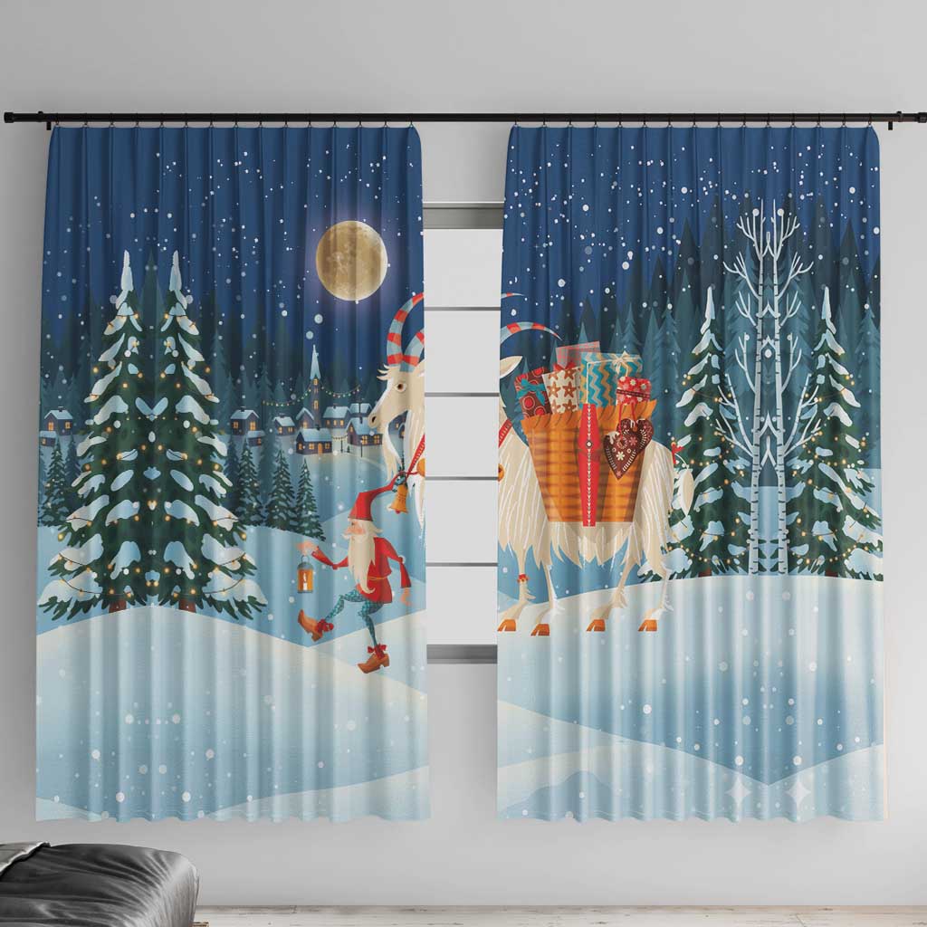 Sweden christmas Window Curtain Scandinavian Tomte and Yule Goat Christmas - Wonder Print Shop