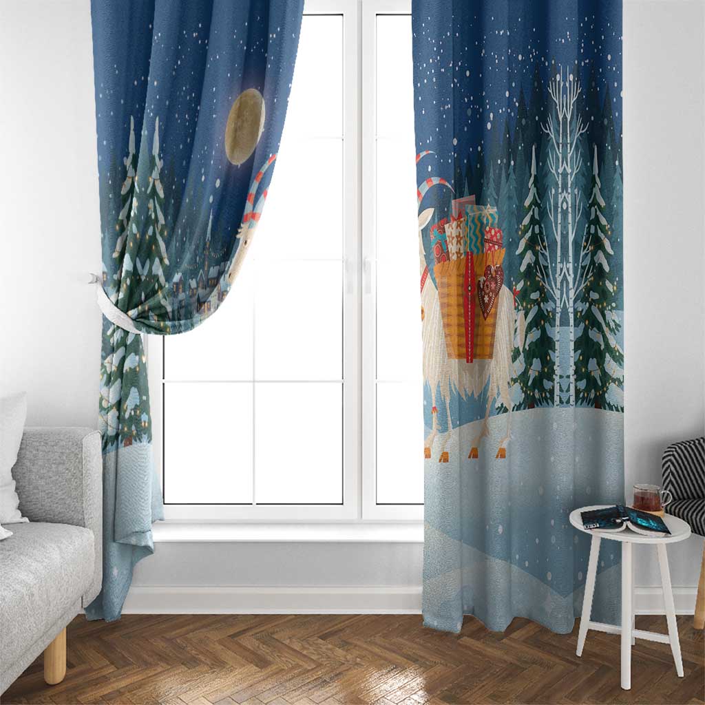 Sweden christmas Window Curtain Scandinavian Tomte and Yule Goat Christmas - Wonder Print Shop