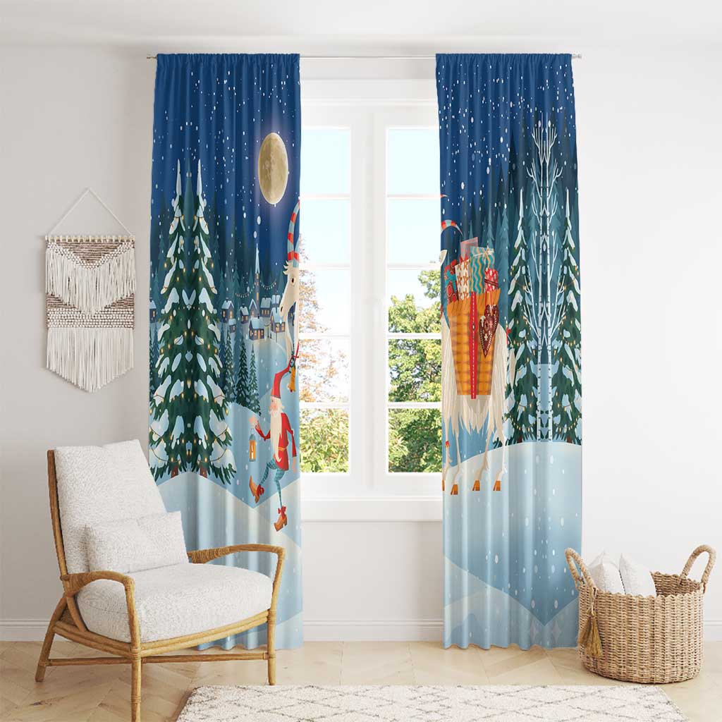 Sweden christmas Window Curtain Scandinavian Tomte and Yule Goat Christmas - Wonder Print Shop