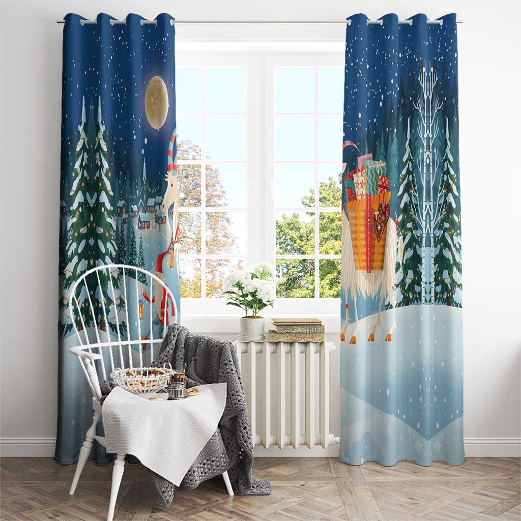Sweden christmas Window Curtain Scandinavian Tomte and Yule Goat Christmas - Wonder Print Shop