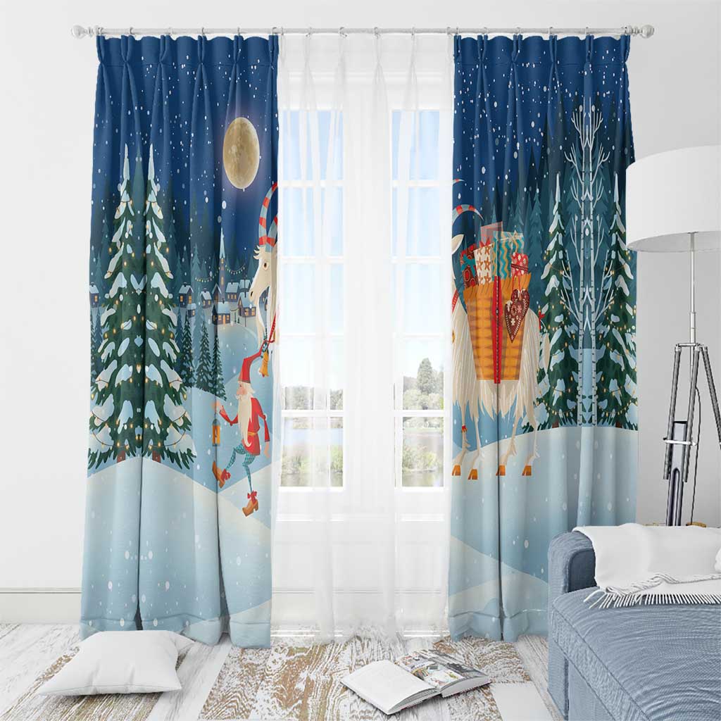 Sweden christmas Window Curtain Scandinavian Tomte and Yule Goat Christmas - Wonder Print Shop