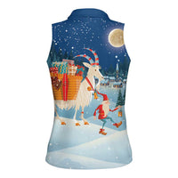 Sweden christmas Women Sleeveless Polo Shirt Scandinavian Tomte and Yule Goat Christmas - Wonder Print Shop