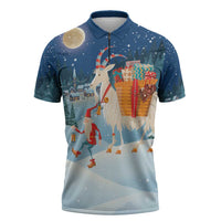 Sweden christmas Zipper Polo Shirt Scandinavian Tomte and Yule Goat Christmas - Wonder Print Shop