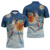 Sweden christmas Zipper Polo Shirt Scandinavian Tomte and Yule Goat Christmas - Wonder Print Shop