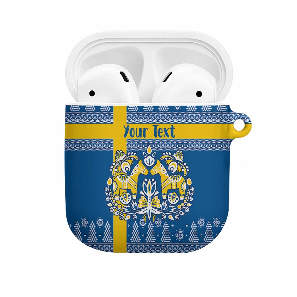 Sweden Christmas Personalized AirPods Case Dala Horse God Jul - Wonder Print Shop